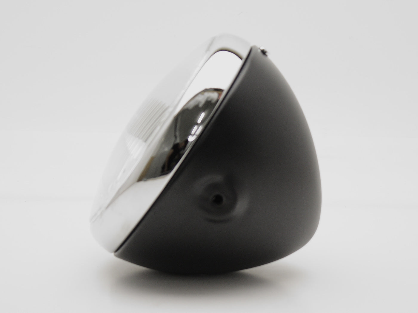 Headlight, 7" Black & Chrome, Lucas Replica