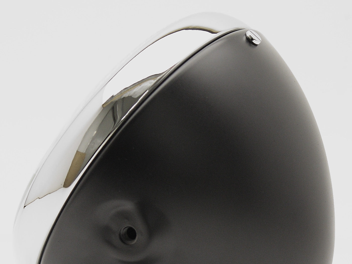 Headlight, 7" Black & Chrome, Lucas Replica