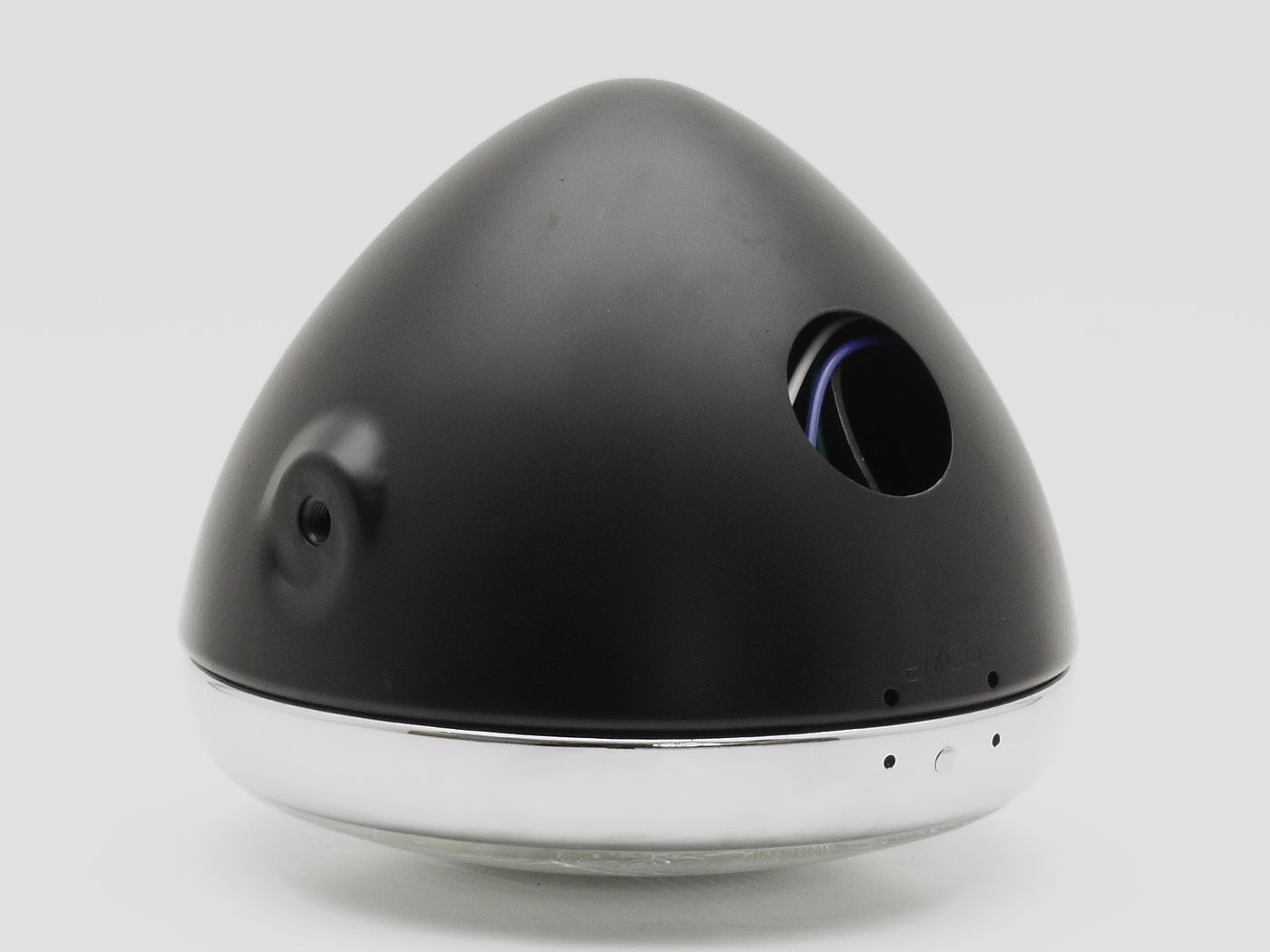 Headlight, 7" Black & Chrome, Lucas Replica