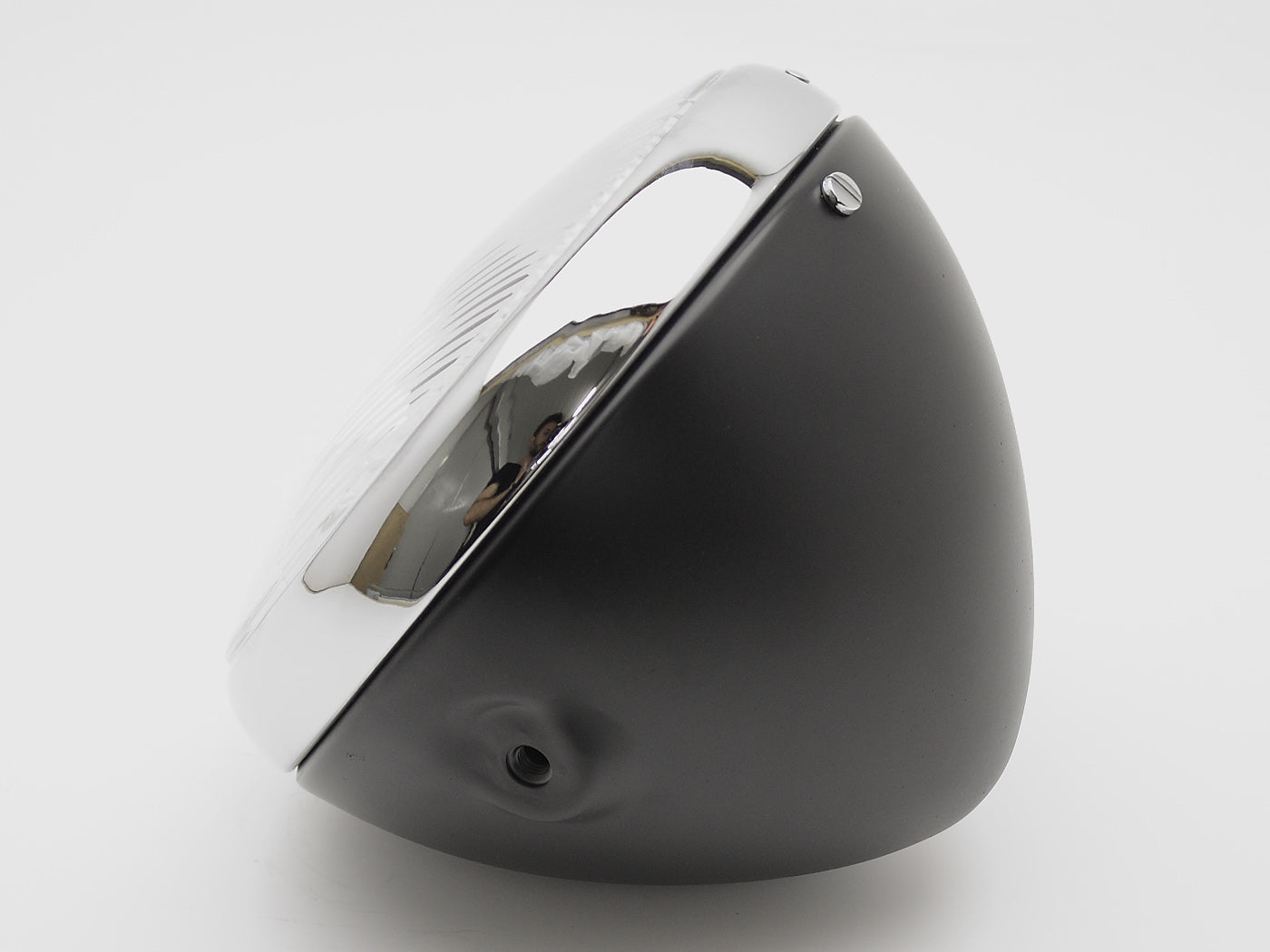 Headlight, 7" Black & Chrome, Lucas Replica