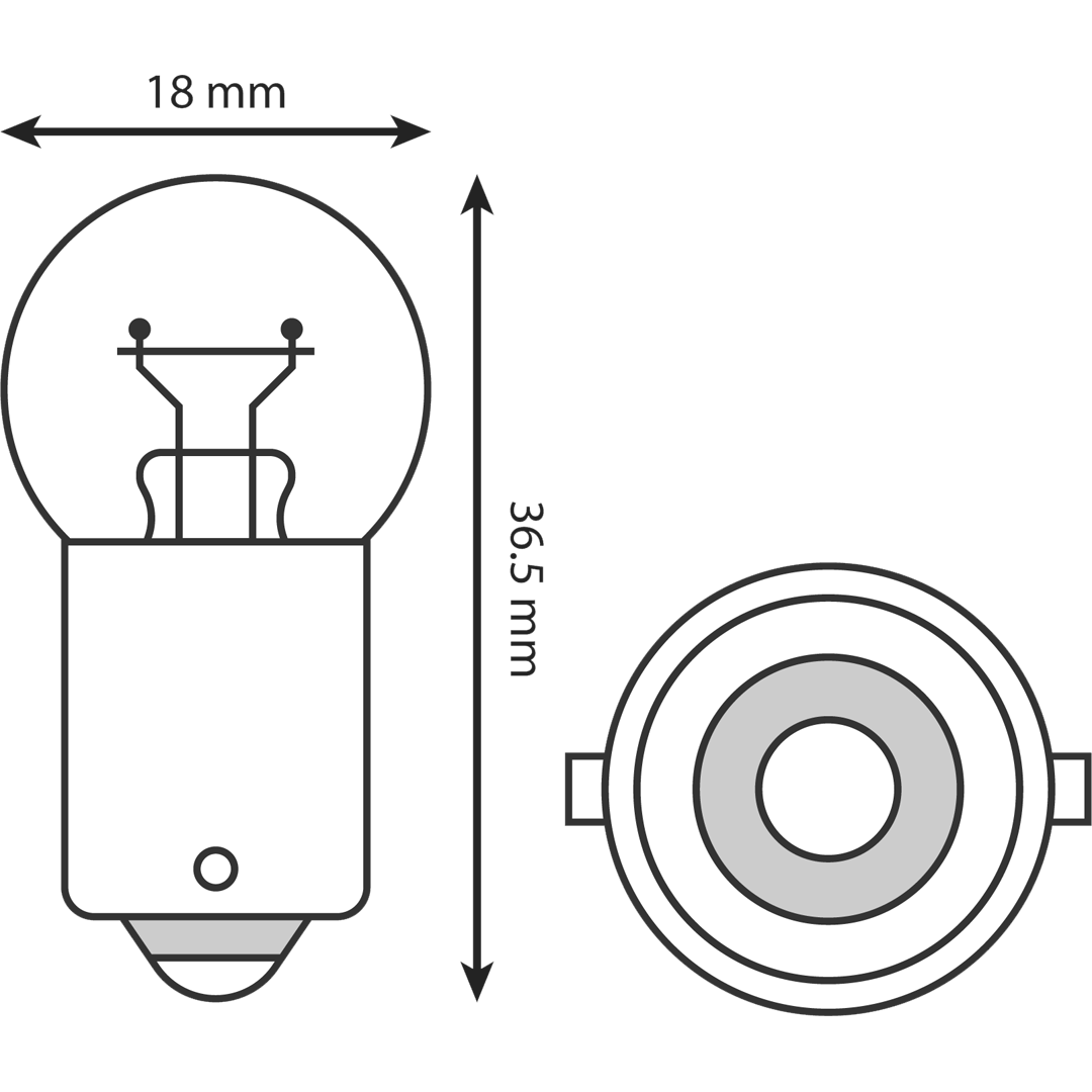 Indicator Bulb, Small Head, BA15S, 15W, 4-pack