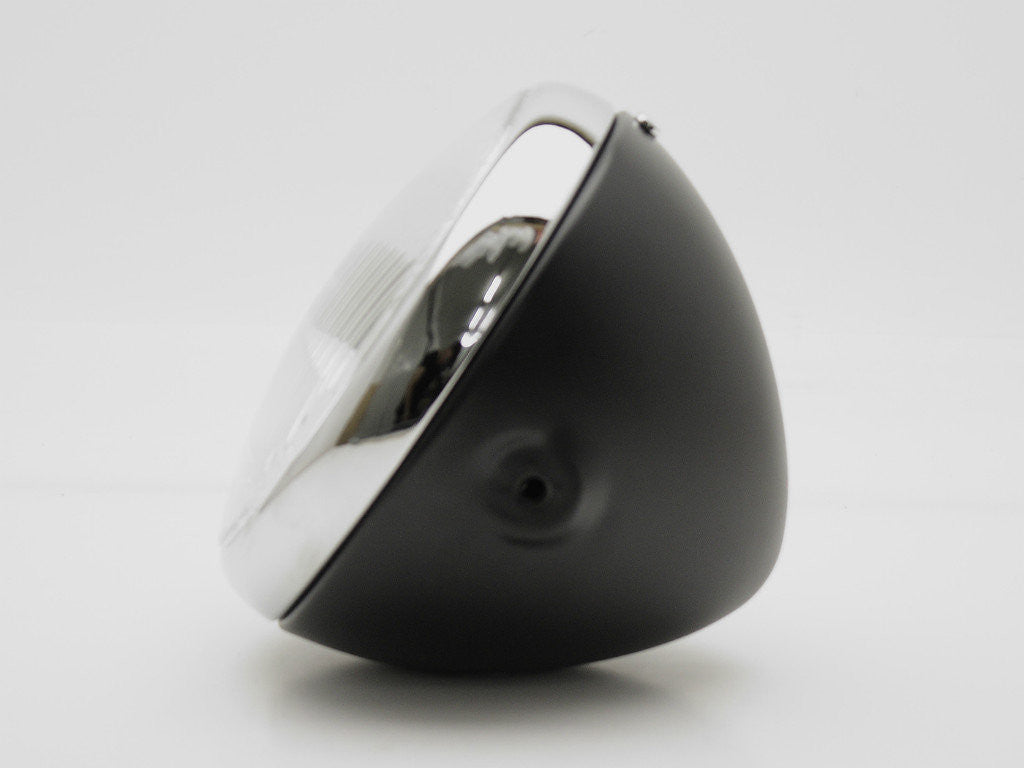 Headlight Shell (Black) & Rim (Chrome), 7", Genuine Lucas