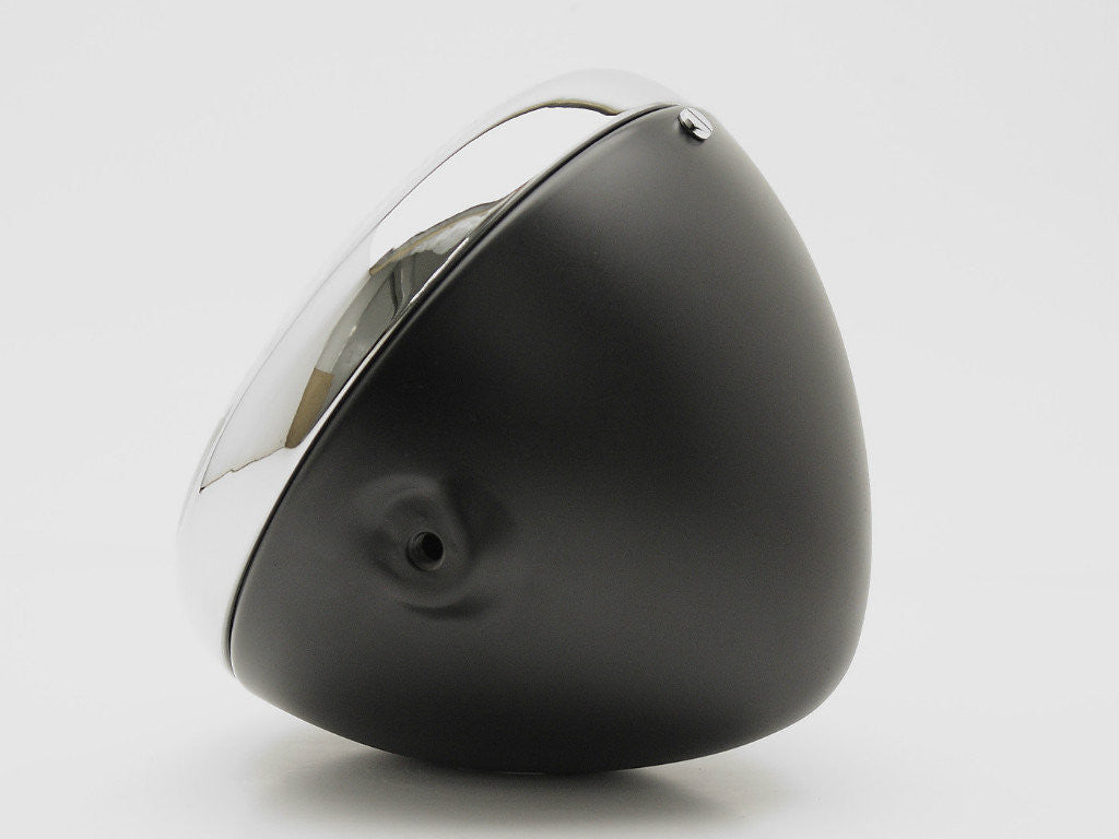 Headlight Shell (Black) & Rim (Chrome), 7", Genuine Lucas