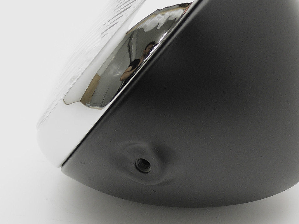 Headlight Shell (Black) & Rim (Chrome), 7", Genuine Lucas