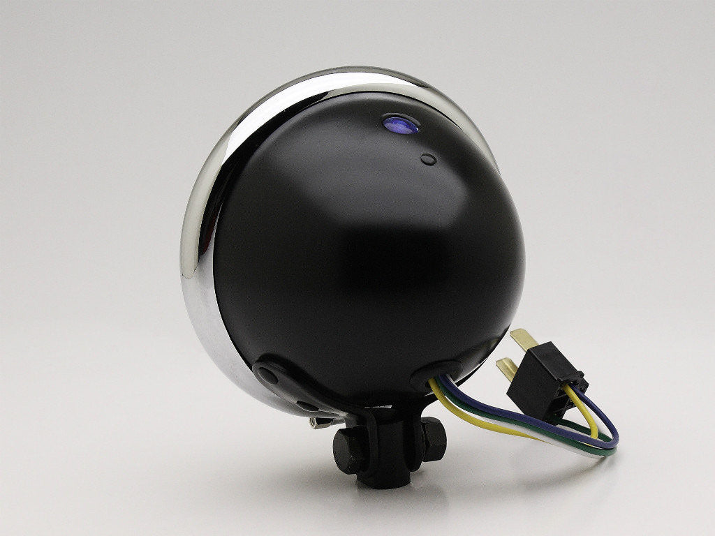 Headlight, 4.5" Bottom-mount, Black/Chrome Rim