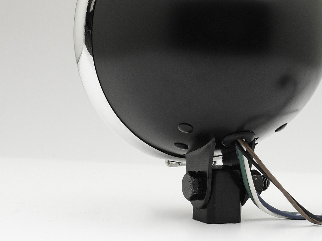 Headlight, 5.75" Bottom Mount, Black/Chrome Rim
