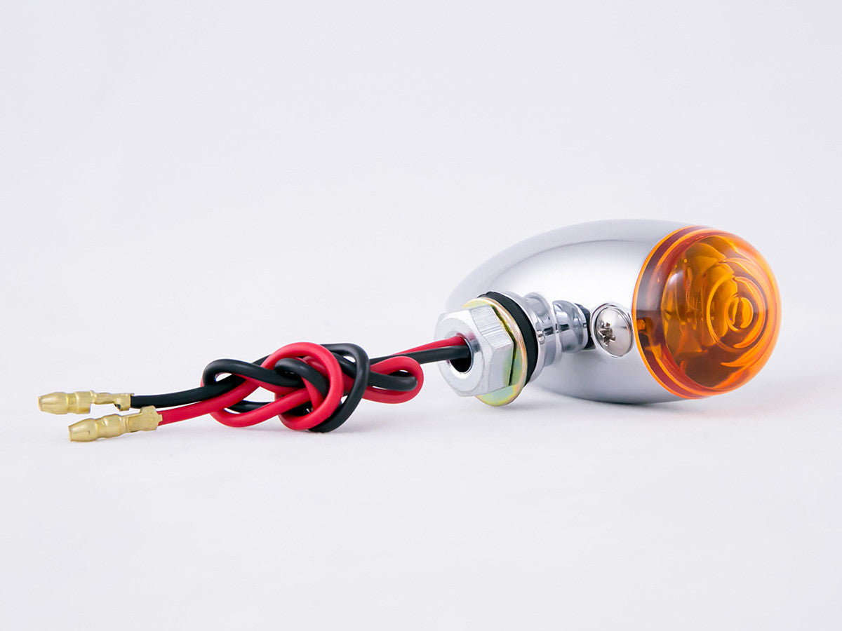 Indicators, Bullet, Slimline, Chrome, Amber Lens