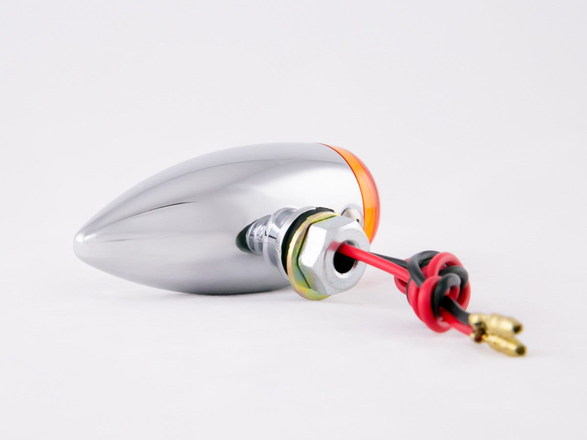 Indicators, Bullet, Slimline, Chrome, Amber Lens