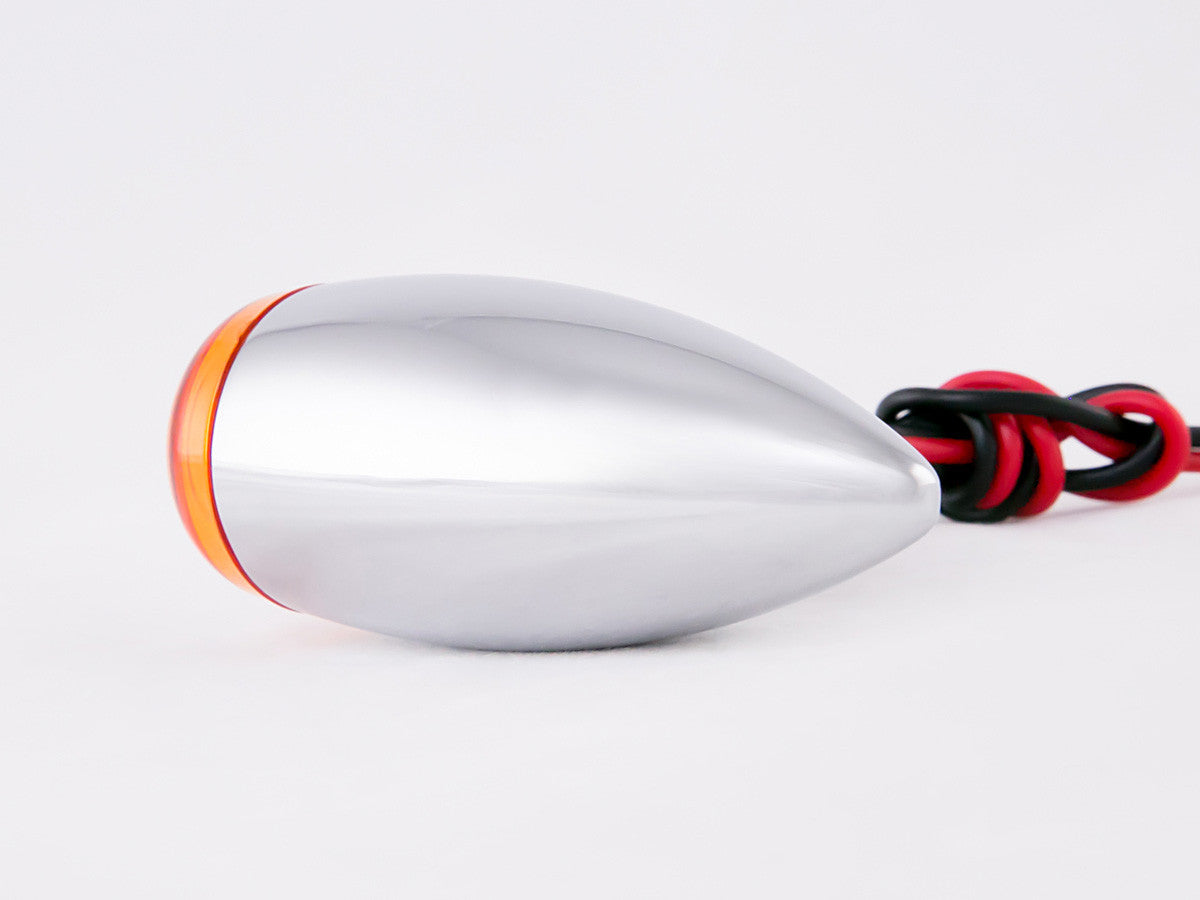 Indicators, Bullet, Slimline, Chrome, Amber Lens