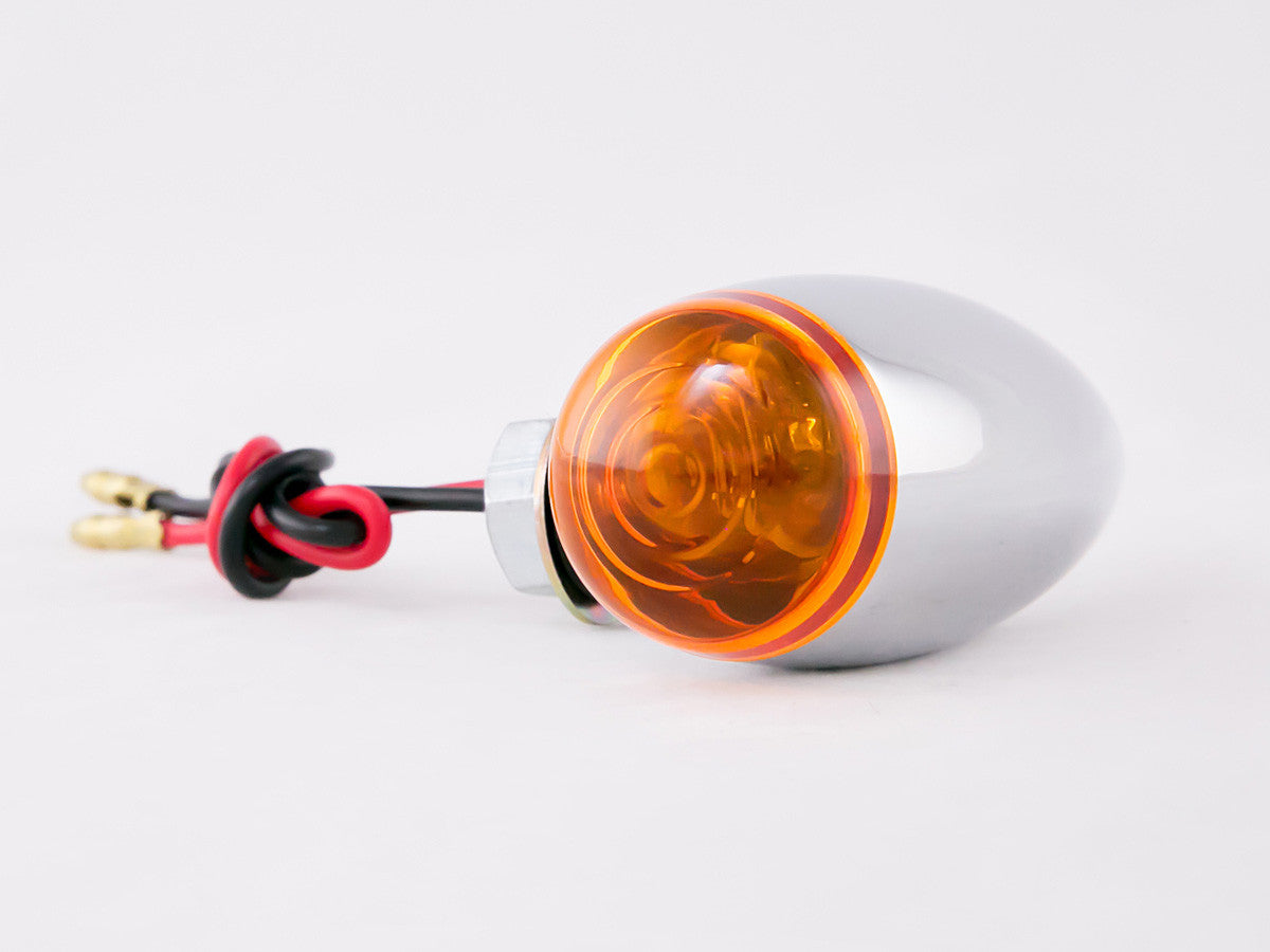 Indicators, Bullet, Slimline, Chrome, Amber Lens