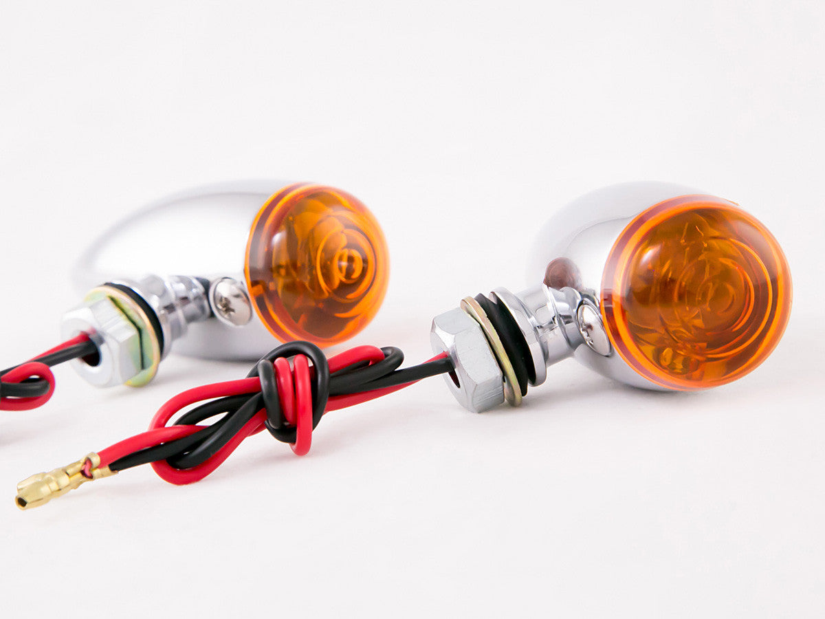Indicators, Bullet, Slimline, Chrome, Amber Lens