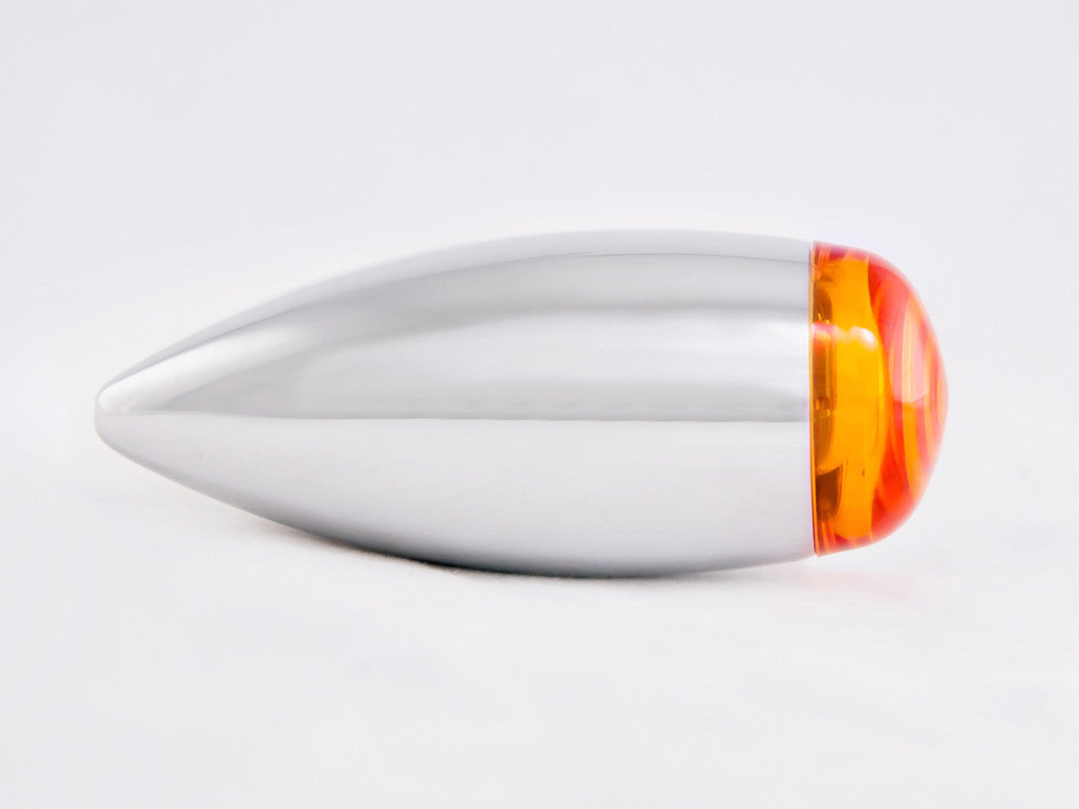 Indicators, Bullet, Slimline, Chrome, Amber Lens