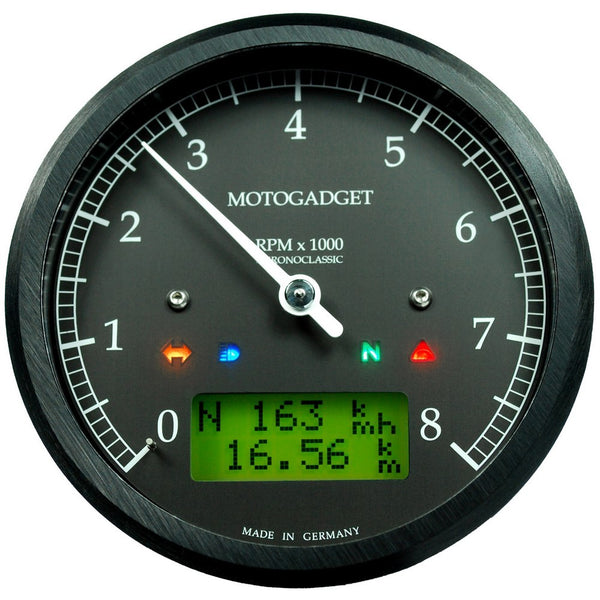 Motogadget Chronoclassic, Black Bezel, Green LCD
