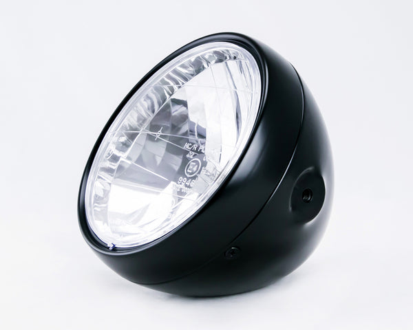 Headlight, 7", Black, Cafe Style